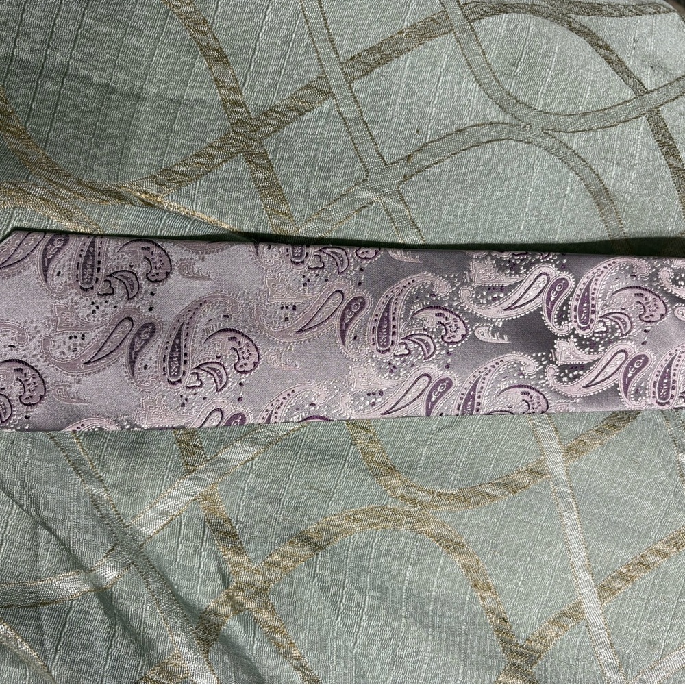 Hermoso New York Sophisticated Paisley Silk Tie in Purple and Silver